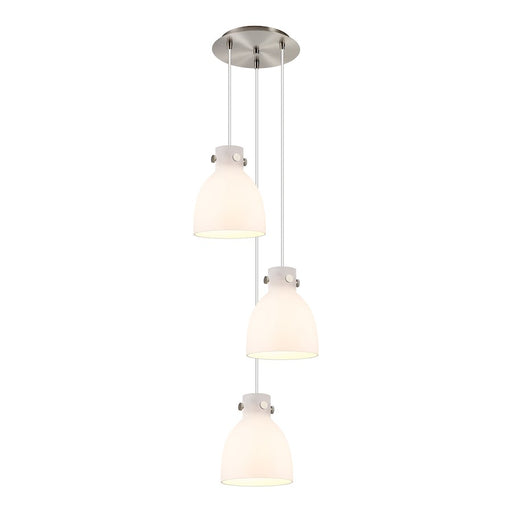 Innovations Newton-B 3Lt 8" CM Pendant, 10" Cpy, SN/WH - 113-410-1PS-SN-G412-8WH