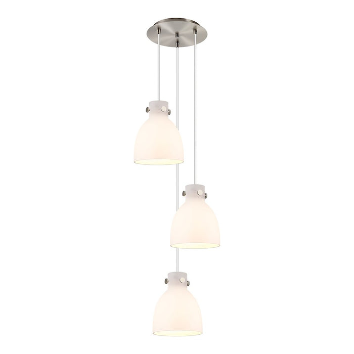 Innovations Newton-B 3Lt 8" CM Pendant, 10" Cpy, SN/WH - 113-410-1PS-SN-G412-8WH
