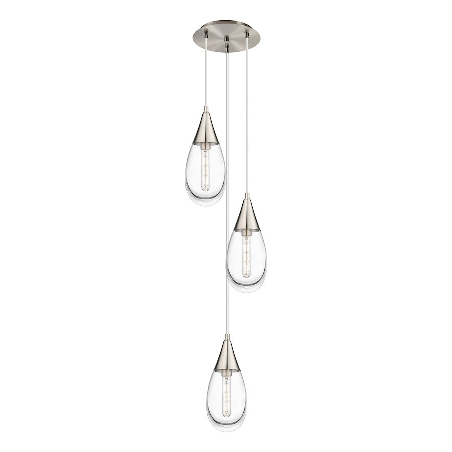 Innovations Malone 3Lt 6" CM Pendant, 10" Canopy, SN/CL - 113-450-1P-SN-G450-6CL