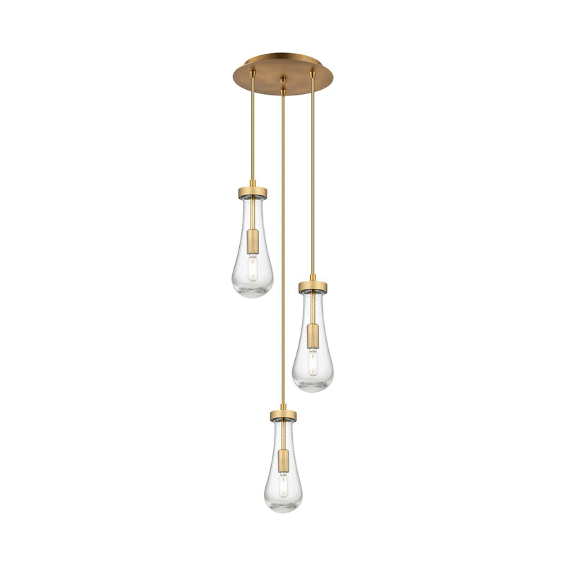 Innovations Owego 13in 3-Light Pendant | Art Deco Brushed Brass and Seedy Glass | Kitchen Island & Dining Room | Model 113-451-1P-BB-G451-4SDY
