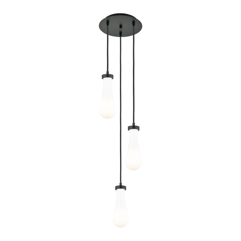 Innovations Owego 13in 3-Light Multi Pendant | Art Deco Brushed Black and Gloss White Glass | Kitchen Island & Dining | Model 113-451-1P-BK-G451-4GWH