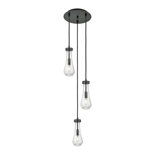 Innovations Owego 13in 3-Light Pendant | Art Deco Brushed Matte Black and Seedy Glass | Kitchen Island & Dining Room | Model 113-451-1P-BK-G451-4SDY