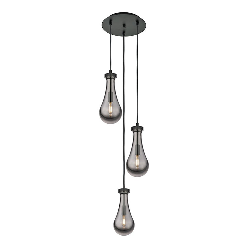 Innovations Owego 3Lt 5" CM Pendant, 10" Canopy, BK/SM - 113-451-1P-BK-G451-5SM