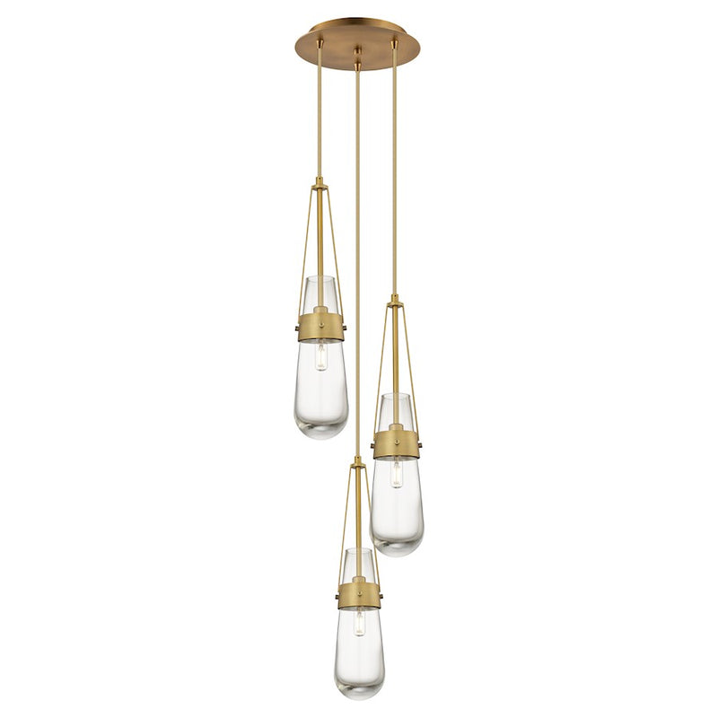 Innovations Milan 3Lt 4" CM Pendant, 10" Canopy, BS/CL - 113-452-1P-BB-G452-4CL