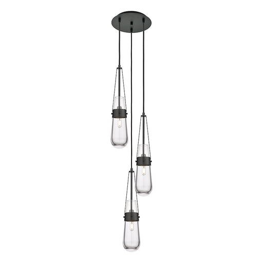 Innovations Milan 3Lt 4" CM Pendant, 10" Canopy, BK/CL - 113-452-1P-BK-G452-4CL
