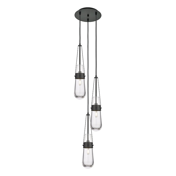 Innovations Milan 3Lt 4" CM Pendant, 10" Canopy, BK/CL - 113-452-1P-BK-G452-4CL