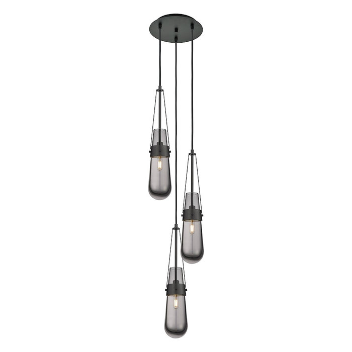 Innovations Milan 3Lt 4" CM Pendant, 10" Canopy, BK/SM - 113-452-1P-BK-G452-4SM