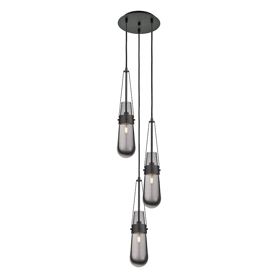 Innovations Milan 3Lt 4" CM Pendant, 10" Canopy, BK/SM - 113-452-1P-BK-G452-4SM