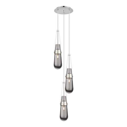 Innovations Milan 3Lt 4" CM Pendant, 10" Canopy, PN/SM - 113-452-1P-PN-G452-4SM