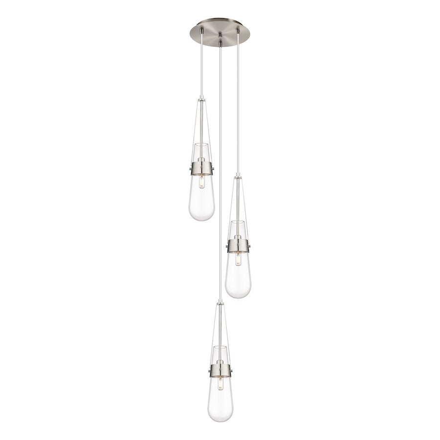 Innovations Milan 3Lt 4" CM Pendant, 10" Canopy, SN/CL - 113-452-1P-SN-G452-4CL