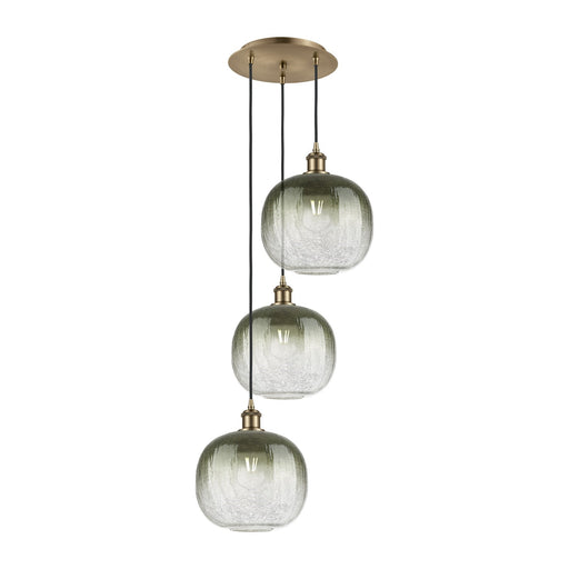 Innovations Brookhaven Sphere 17in 3-Light Multi Pendant | Industrial Antique Brass Steel and Slate Glass | Kitchen Island & | Model 113B-3P-AB-G481-10SL
