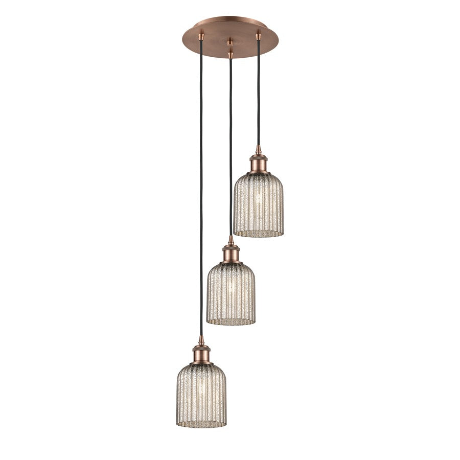 Innovations Ball B Veil 3Lt 12" Cord Multi Pend, CP/MC - 113B-3P-AC-G559-5ME