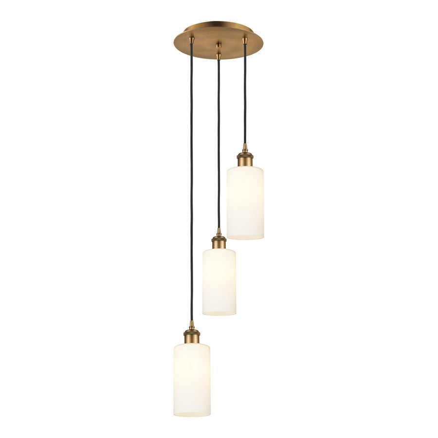 Innovations Crown Point 3Lt 13" Cord Multi Pendant, BRS/WH - 113B-3P-BB-G434-7WH