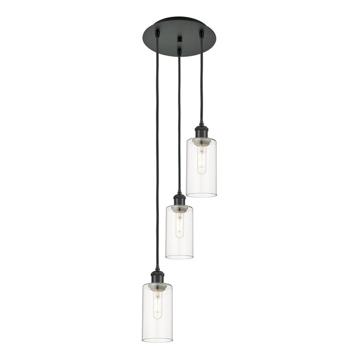Innovations Crown Point 3Lt 13" Cord Multi Pendant, BK/CL - 113B-3P-BK-G434-7CL