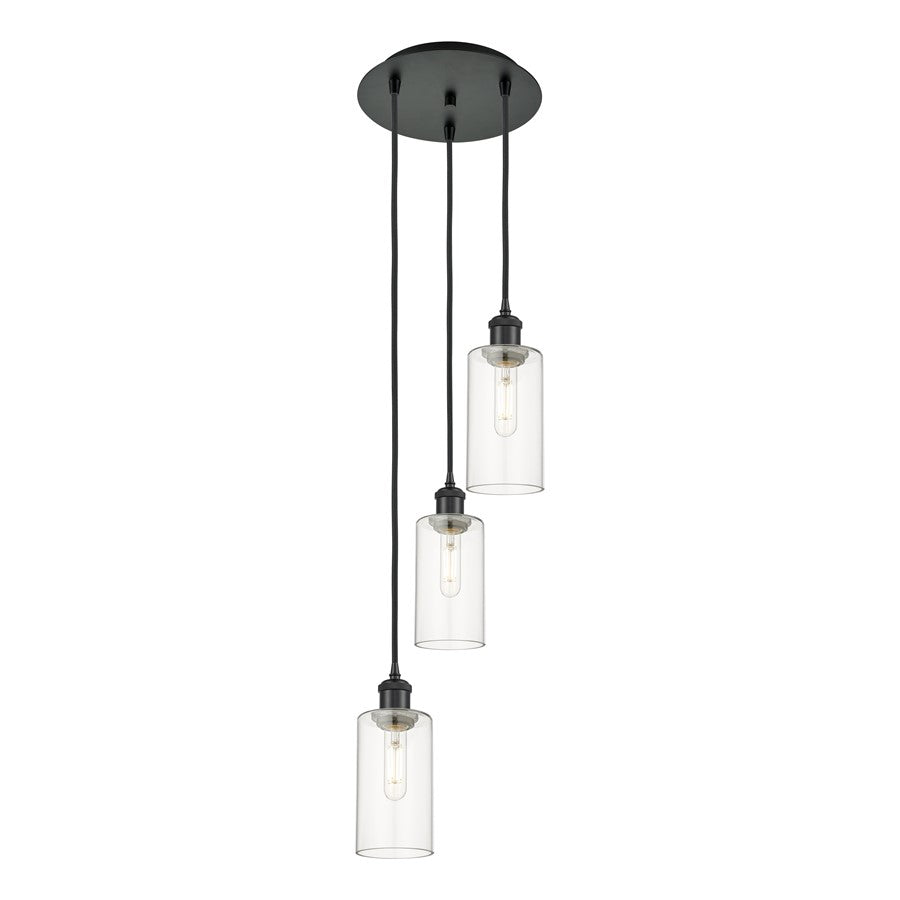 Innovations Crown Point 3Lt 13" Cord Multi Pendant, BK/CL - 113B-3P-BK-G434-7CL