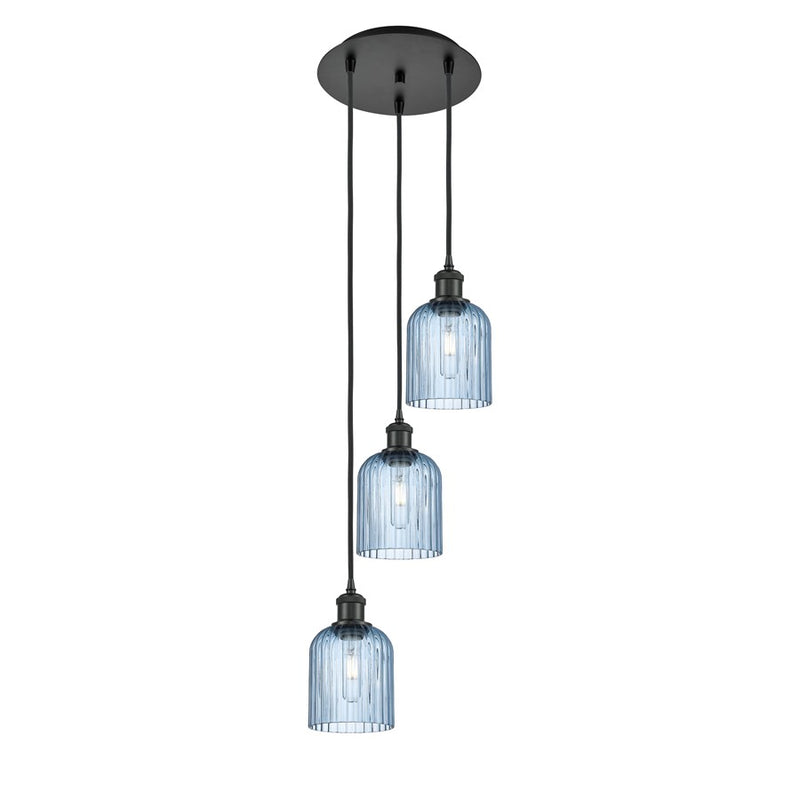 Innovations Ball B Veil 3Lt 12" Cord Multi Pend, BK/BL - 113B-3P-BK-G559-5BL