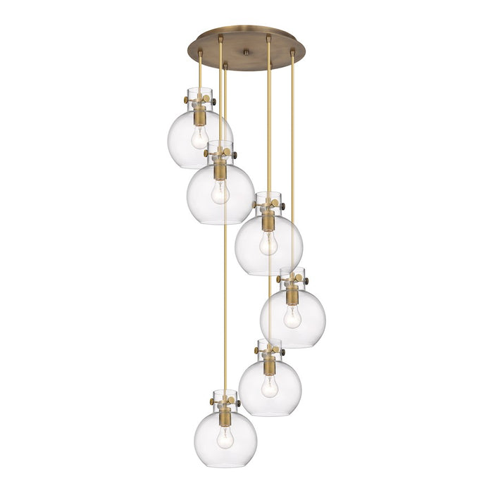 Innovations Newton-S 6Lt 8" CM Pendant, 14" Cpy, BS/CL - 116-410-1PS-BB-G410-8CL