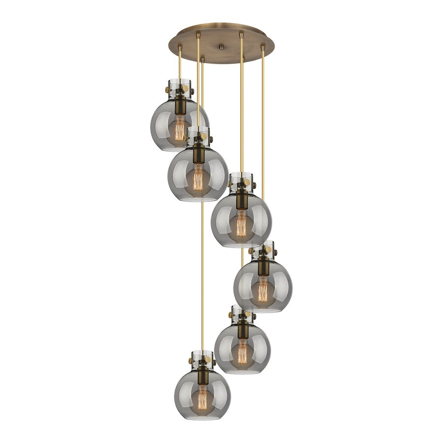 Innovations Newton-S 6Lt 8" CM Pendant, 14" Cpy, BS/SM - 116-410-1PS-BB-G410-8SM