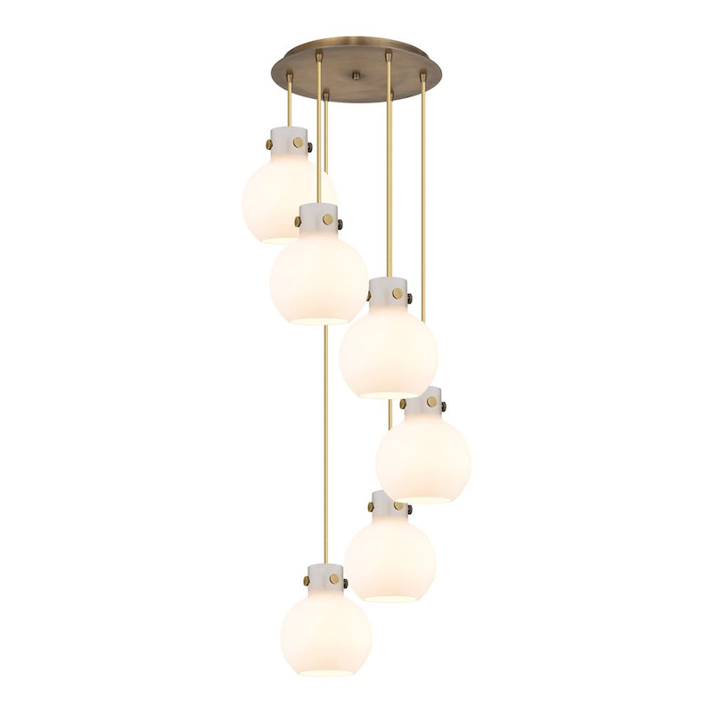 Innovations Newton-S 6Lt 8" CM Pendant, 14" Cpy, BS/WH - 116-410-1PS-BB-G410-8WH