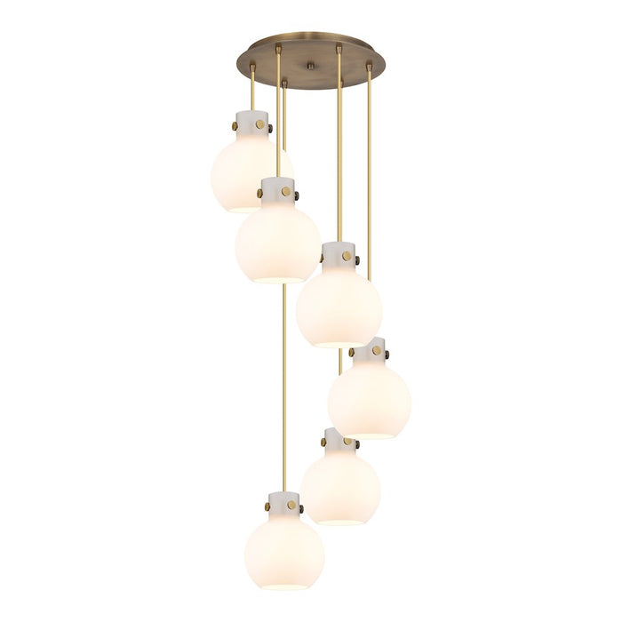 Innovations Newton-S 6Lt 8" CM Pendant, 14" Cpy, BS/WH - 116-410-1PS-BB-G410-8WH