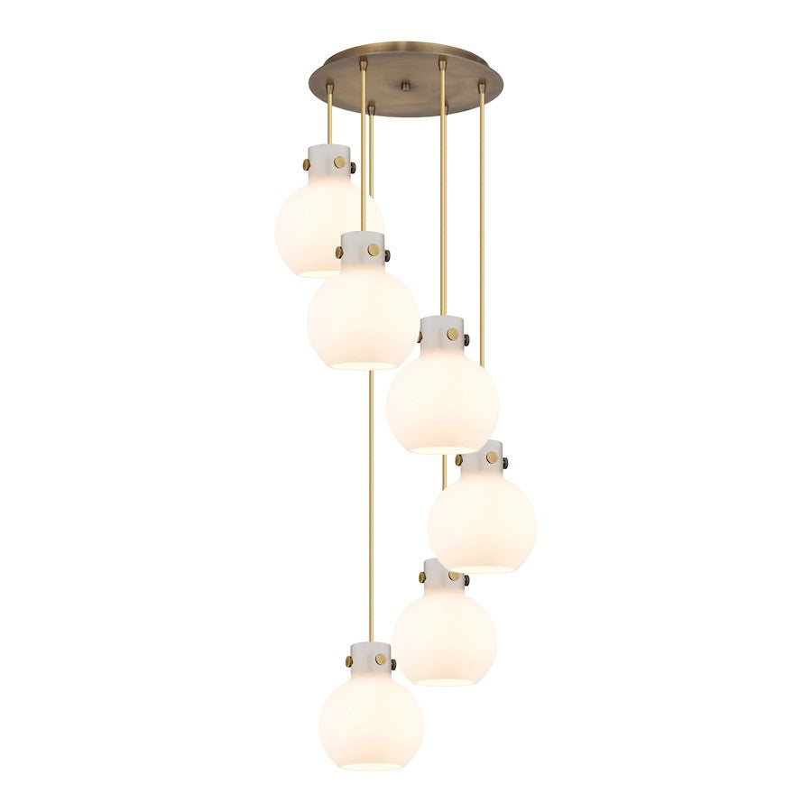 Innovations Newton-S 6Lt 8" CM Pendant, 14" Cpy, BS/WH - 116-410-1PS-BB-G410-8WH