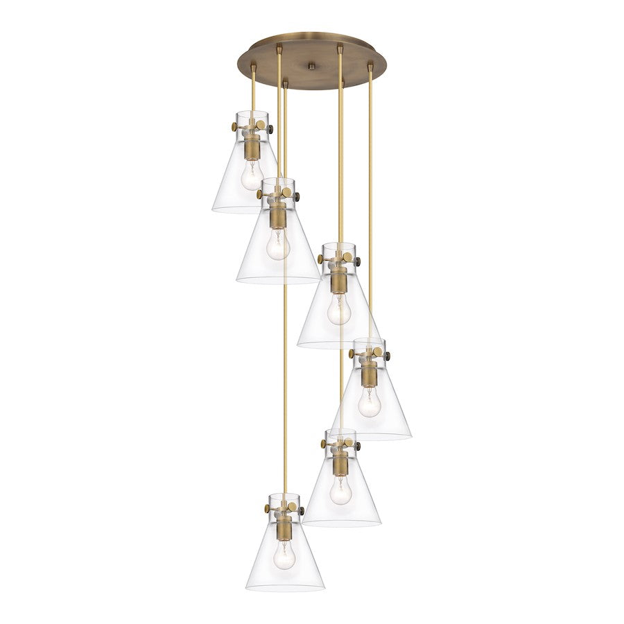 Innovations Newton-C 6Lt 8" CM Pendant, 14" Cpy, BS/CL - 116-410-1PS-BB-G411-8CL