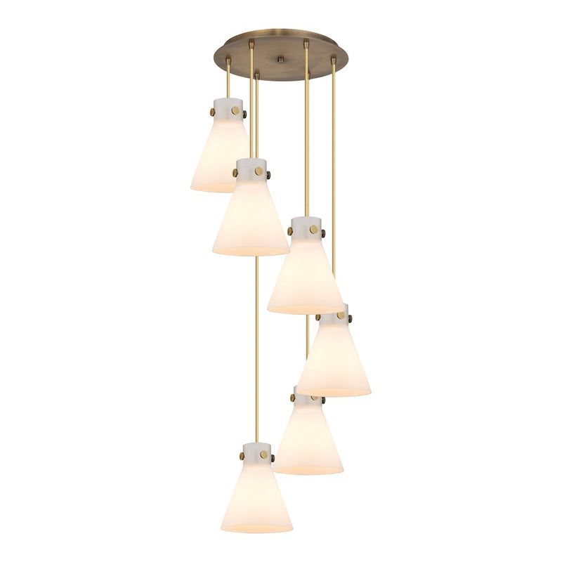 Innovations Newton-C 6Lt 8" CM Pendant, 14" Cpy, BS/WH - 116-410-1PS-BB-G411-8WH