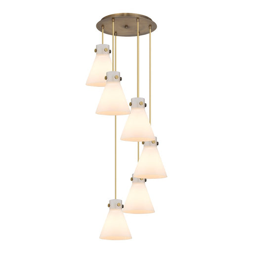 Innovations Newton-C 6Lt 8" CM Pendant, 14" Cpy, BS/WH - 116-410-1PS-BB-G411-8WH