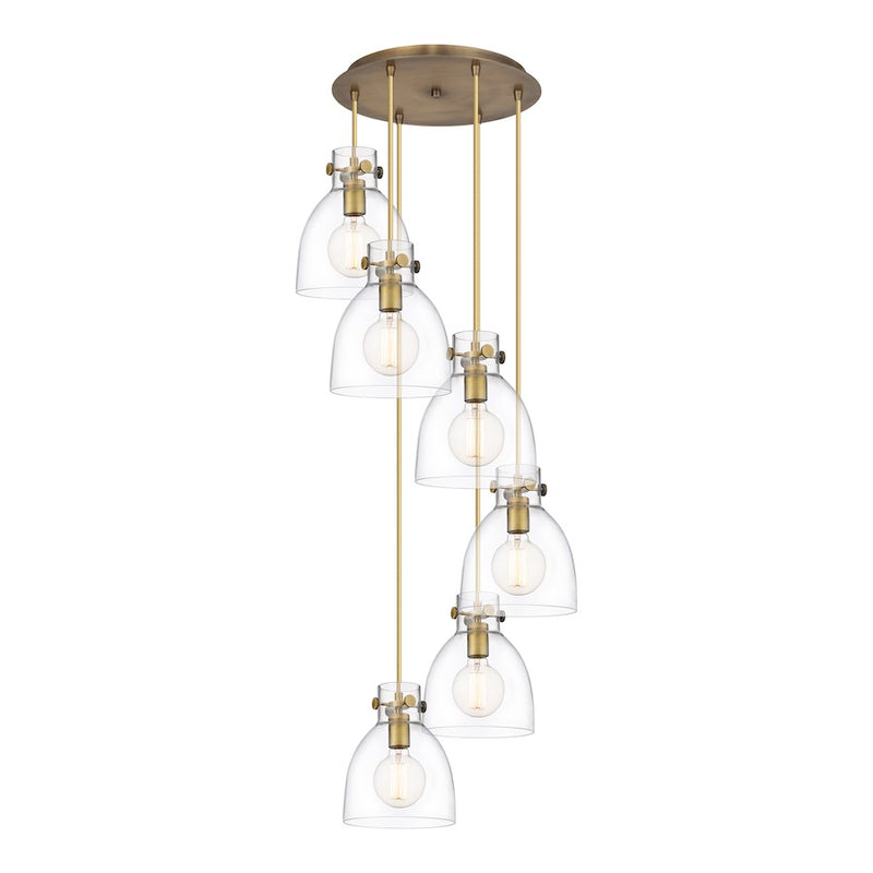 Innovations Newton-B 6Lt 8" CM Pendant, 14" Cpy, BS/CL - 116-410-1PS-BB-G412-8CL
