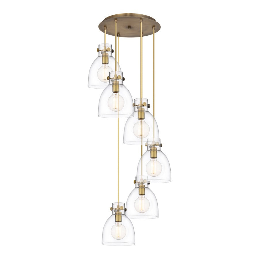 Innovations Newton-B 6Lt 8" CM Pendant, 14" Cpy, BS/CL - 116-410-1PS-BB-G412-8CL