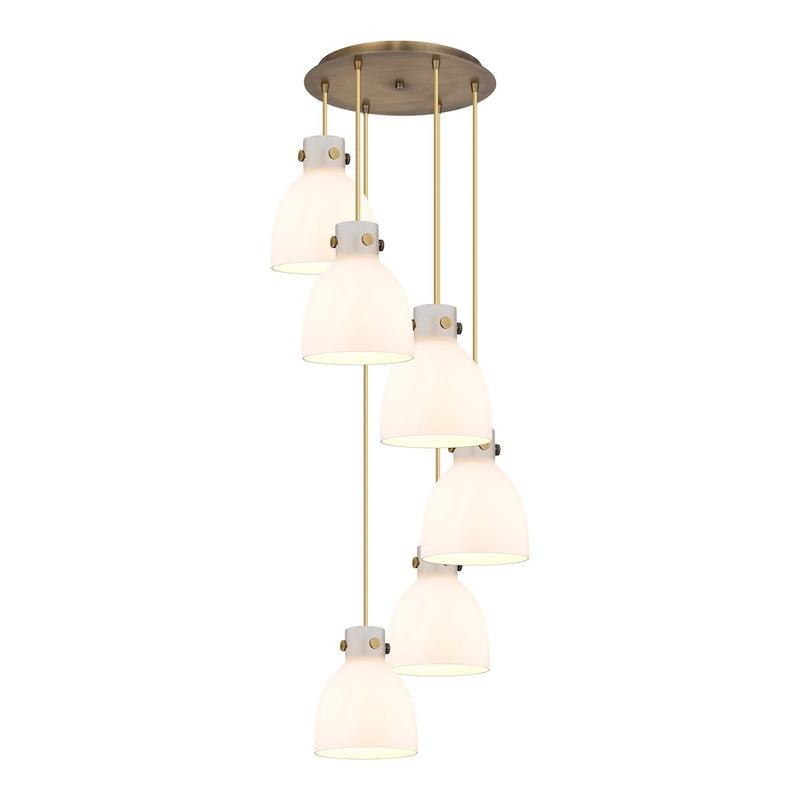 Innovations Newton-B 6Lt 8" CM Pendant, 14" Cpy, BS/WH - 116-410-1PS-BB-G412-8WH
