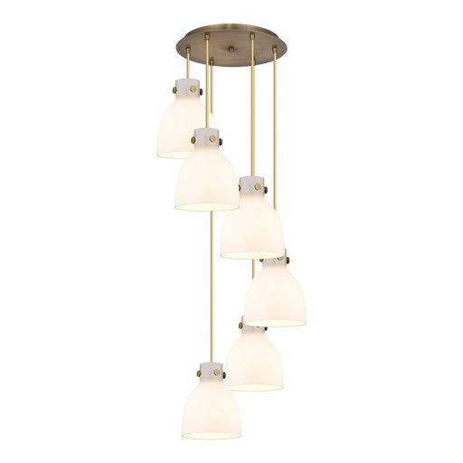 Innovations Newton-B 6Lt 8" CM Pendant, 14" Cpy, BS/WH - 116-410-1PS-BB-G412-8WH