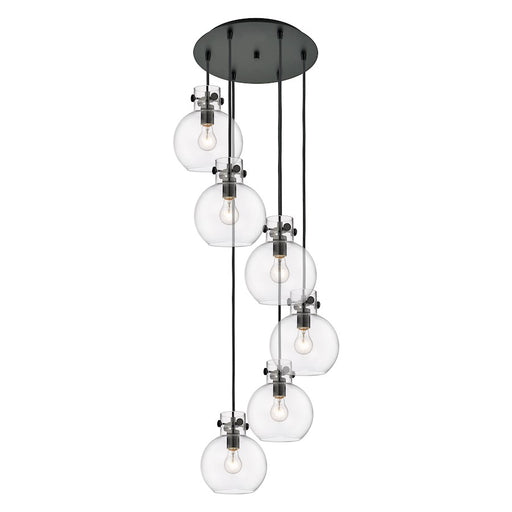Innovations Newton-S 6Lt 8" CM Pendant, 14" Cpy, BK/CL - 116-410-1PS-BK-G410-8CL