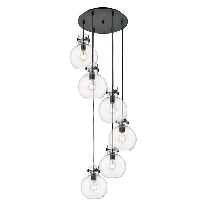 Innovations Newton-S 6Lt 8" CM Pendant, 14" Cpy, BK/CL - 116-410-1PS-BK-G410-8CL