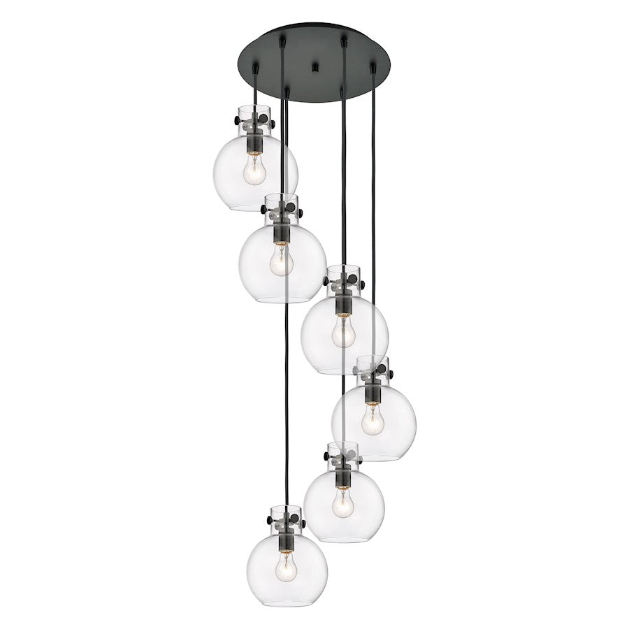 Innovations Newton-S 6Lt 8" CM Pendant, 14" Cpy, BK/CL - 116-410-1PS-BK-G410-8CL