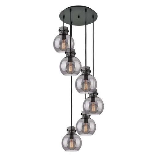 Innovations Newton-S 6Lt 8" CM Pendant, 14" Cpy, BK/SM - 116-410-1PS-BK-G410-8SM