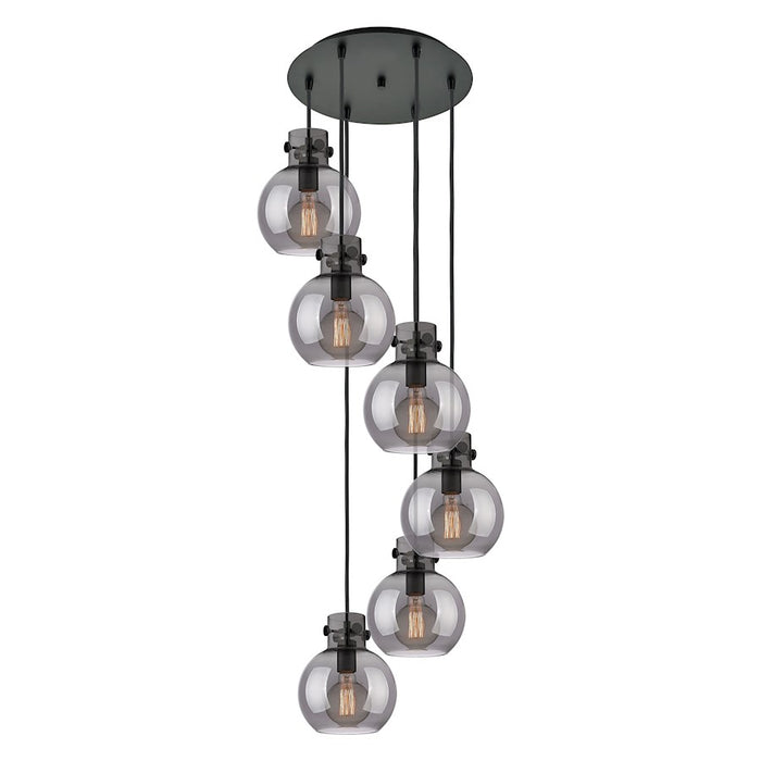Innovations Newton-S 6Lt 8" CM Pendant, 14" Cpy, BK/SM - 116-410-1PS-BK-G410-8SM