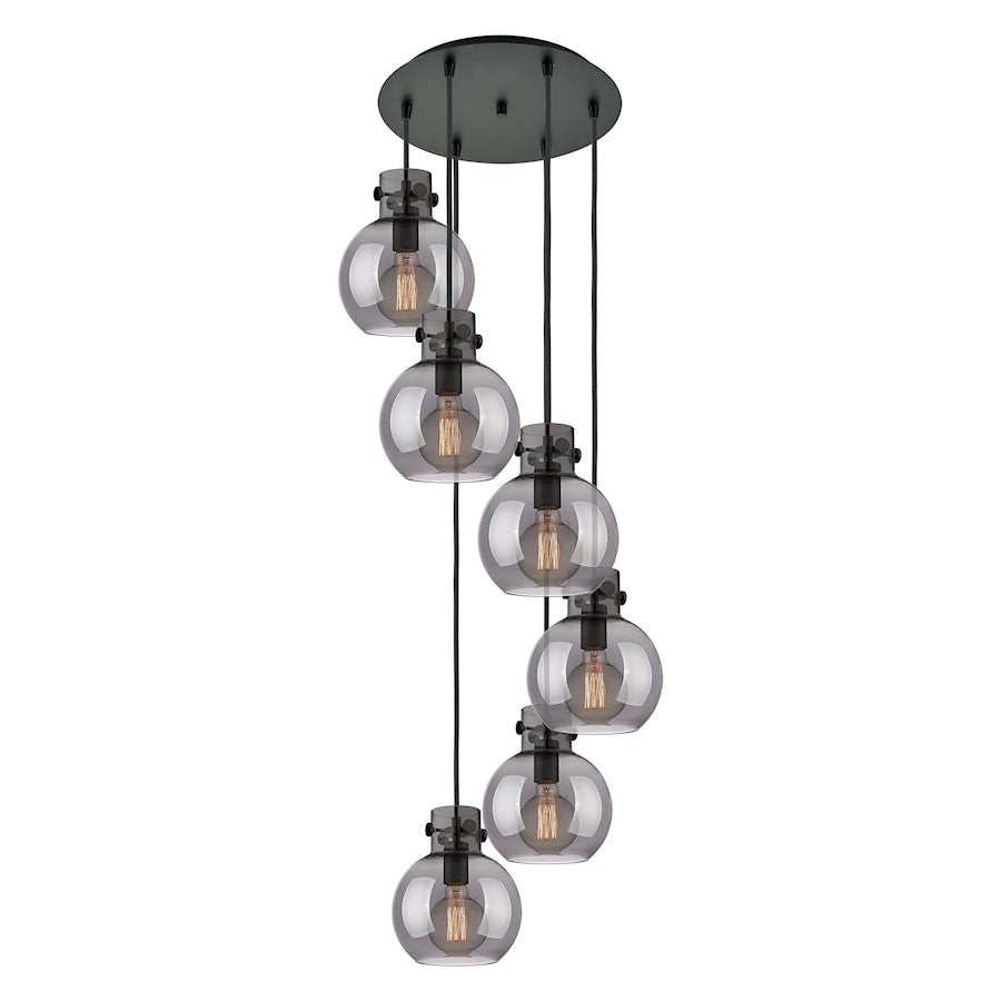 Innovations Newton-S 6Lt 8" CM Pendant, 14" Cpy, BK/SM - 116-410-1PS-BK-G410-8SM