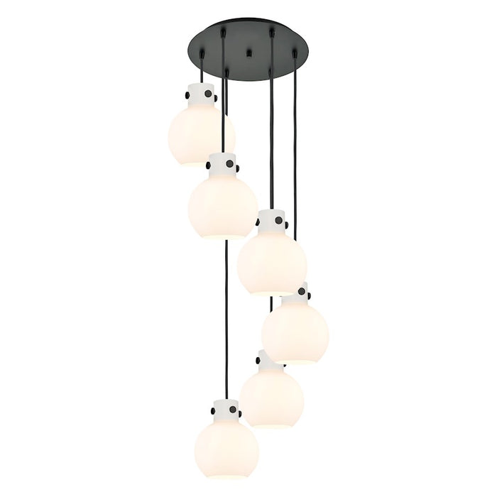 Innovations Newton-S 6Lt 8" CM Pendant, 14" Cpy, BK/WH - 116-410-1PS-BK-G410-8WH