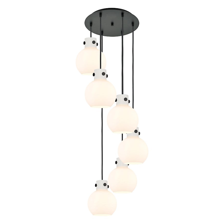 Innovations Newton-S 6Lt 8" CM Pendant, 14" Cpy, BK/WH - 116-410-1PS-BK-G410-8WH