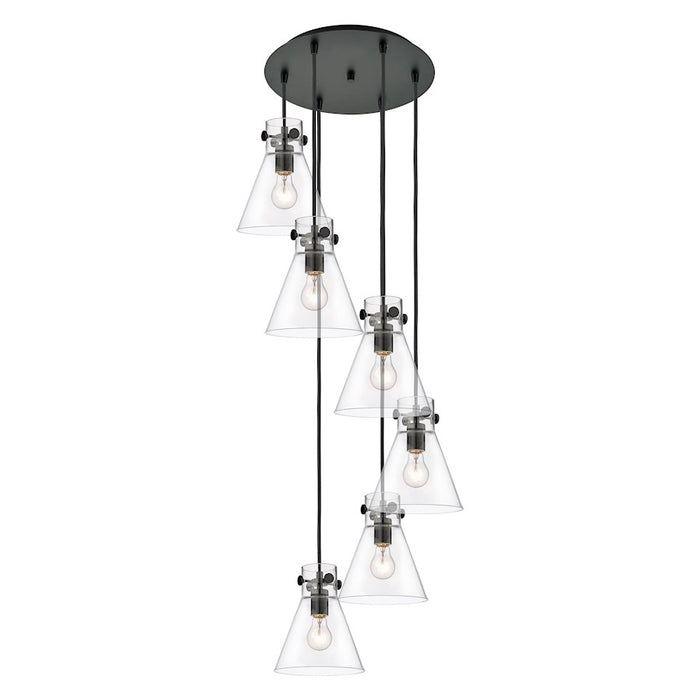 Innovations Newton-C 6Lt 8" CM Pendant, 14" Cpy, BK/CL - 116-410-1PS-BK-G411-8CL