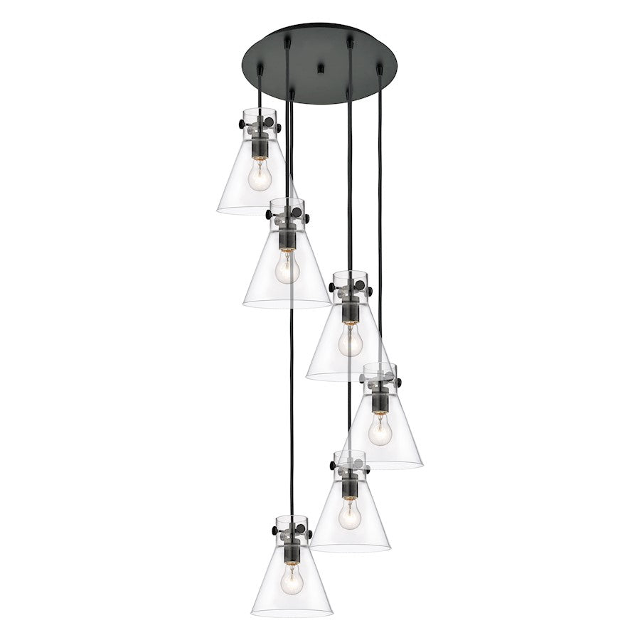 Innovations Newton-C 6Lt 8" CM Pendant, 14" Cpy, BK/CL - 116-410-1PS-BK-G411-8CL