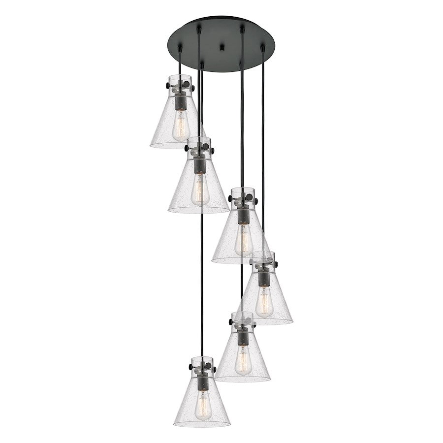 Innovations Newton-C 6Lt 8" CM Pendant, 14" Cpy, B/SD - 116-410-1PS-BK-G411-8SDY