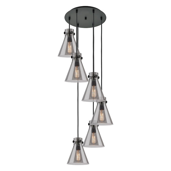 Innovations Newton-C 6Lt 8" CM Pendant, 14" Cpy, BK/SM - 116-410-1PS-BK-G411-8SM