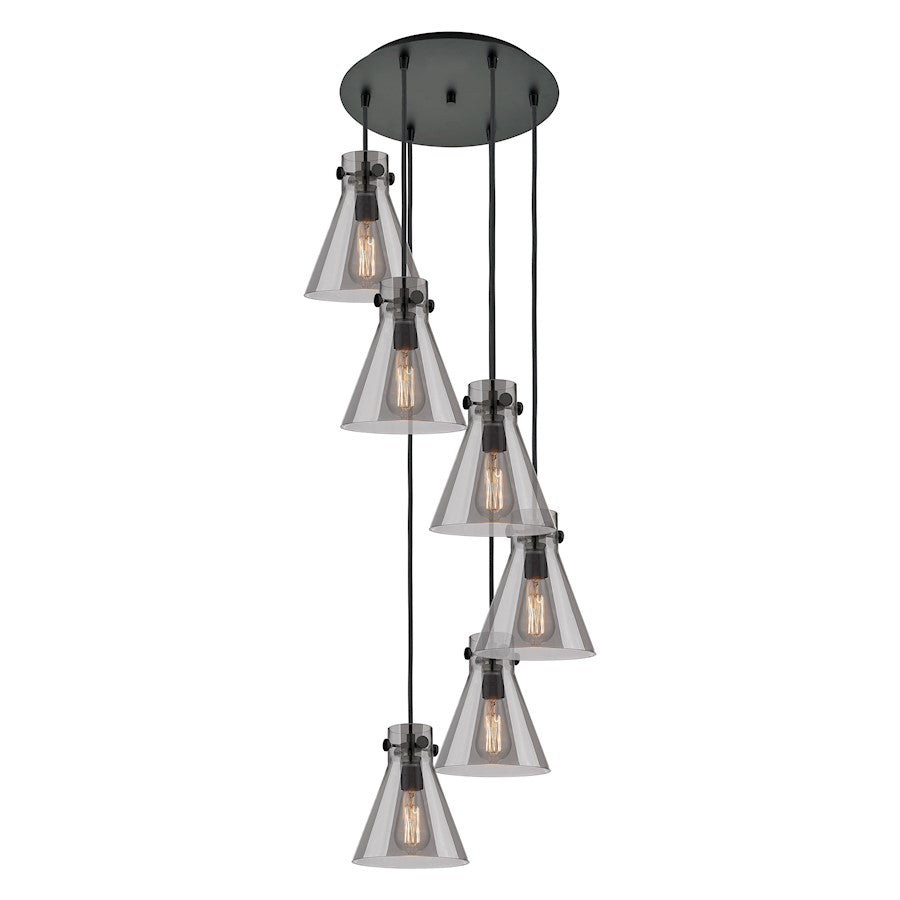 Innovations Newton-C 6Lt 8" CM Pendant, 14" Cpy, BK/SM - 116-410-1PS-BK-G411-8SM