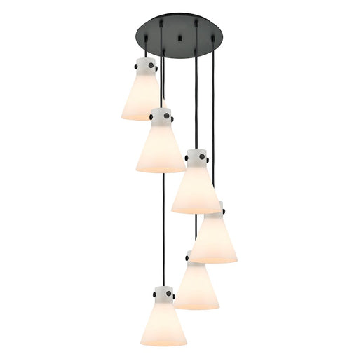 Innovations Newton-C 6Lt 8" CM Pendant, 14" Cpy, BK/WH - 116-410-1PS-BK-G411-8WH