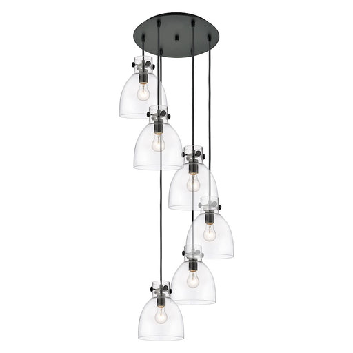 Innovations Newton-B 6Lt 8" CM Pendant, 14" Cpy, BK/CL - 116-410-1PS-BK-G412-8CL