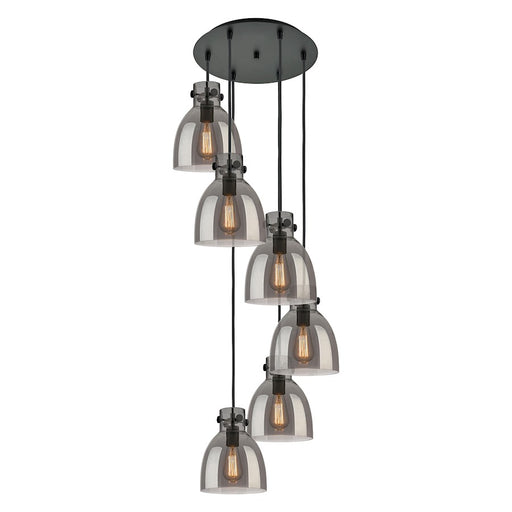 Innovations Newton-B 6Lt 8" CM Pendant, 14" Cpy, BK/SM - 116-410-1PS-BK-G412-8SM
