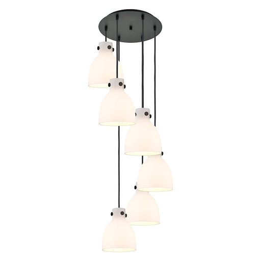 Innovations Newton-B 6Lt 8" CM Pendant, 14" Cpy, BK/WH - 116-410-1PS-BK-G412-8WH