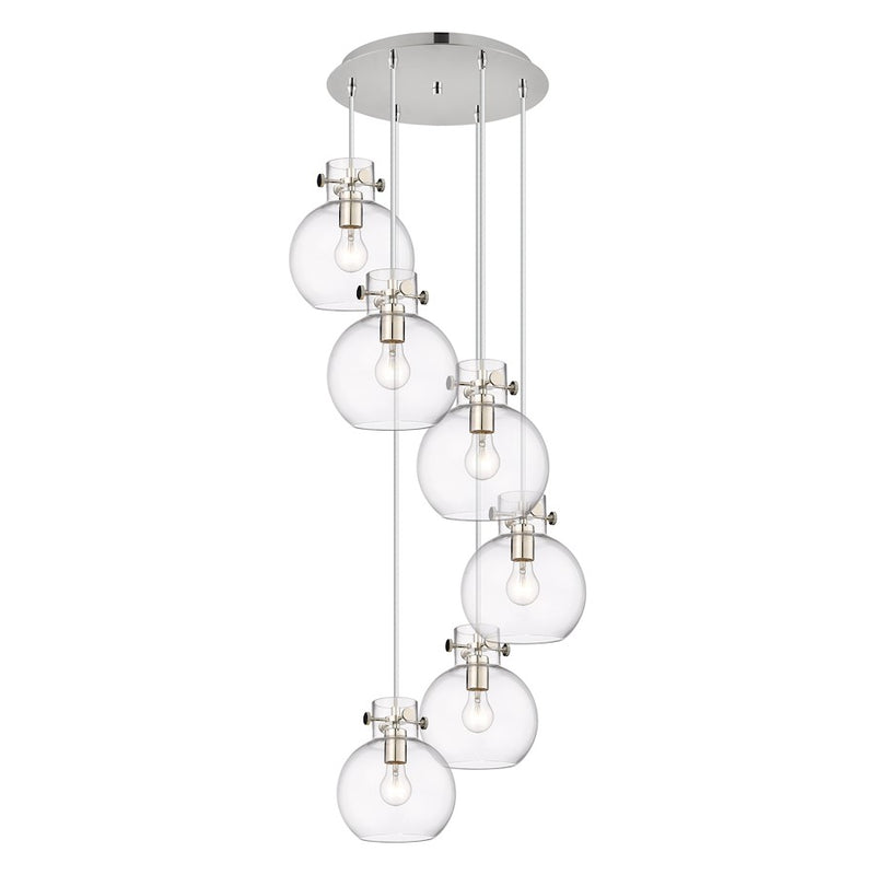 Innovations Newton-S 6Lt 8" CM Pendant, 14" Cpy, PN/CL - 116-410-1PS-PN-G410-8CL